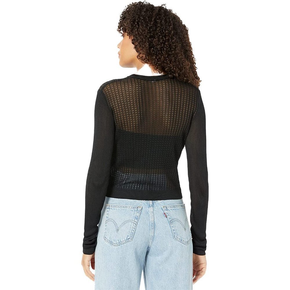 FREE PEOPLE H20 Crew Neck Sheer Long Sleeve Pullover Cropped Top - M - Picture 2 of 3